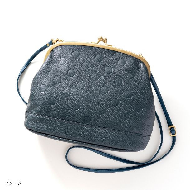 ドット型押しがま口ショルダーバッグ ネイビー」のお得通販｜Kuradashi