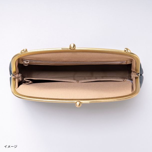 ドット型押しがま口ショルダーバッグ ネイビー」のお得通販｜Kuradashi