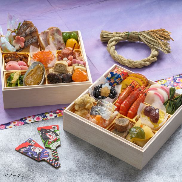 2026おせち「マンヨーケン オリジナルおせち和洋二段重」2～3人前のお