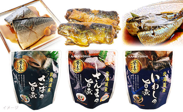 北海道産「青魚3種の旨煮 詰め合わせ」計24個
