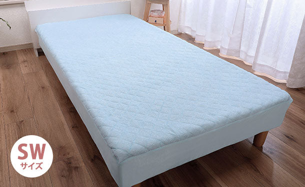 パッド一体型ボックスシーツ セミダブル用（ブルー）」のお得通販