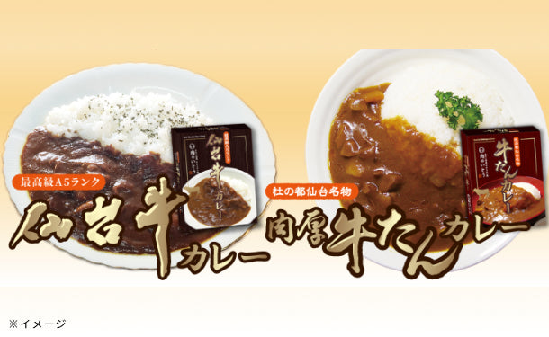 「A5ランク 仙台牛カレー＋肉厚牛たんカレー食べ比べセット」200g×2個