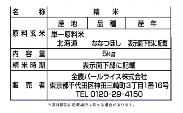 全農パールライス「無洗米北海道産ななつぼし」
