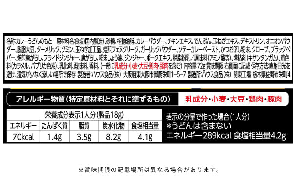 ハウス食品「香るごちそう スパイシーカレーうどんの素 中辛（4個入