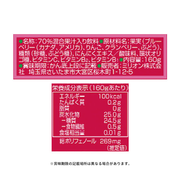 「ミリオンのブルーベリー＆クランベリー（ジュース）」
