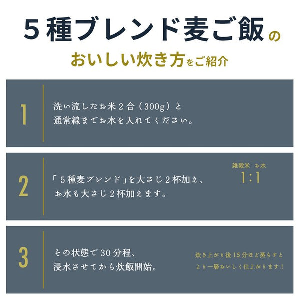 国産「雑穀米 麦5種ブレンド（丸麦/押麦/はだか麦/もち麦/はと麦）」
