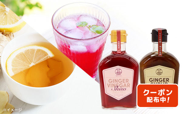 鳥取県産「GINGER SYRUP＆GINGER VINEGAR Shiso」200ml×3本セットのお